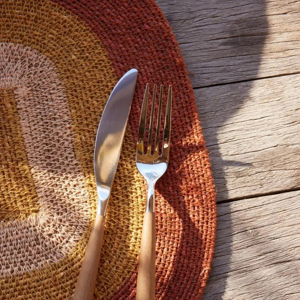 Set de table en raphia – Rayures bohèmes colorées 🌿 Solna